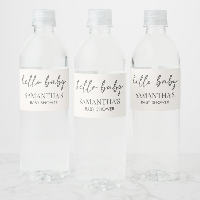Minimalist Hello Baby Baby Shower Wasserflaschenetikett (Flaschen)