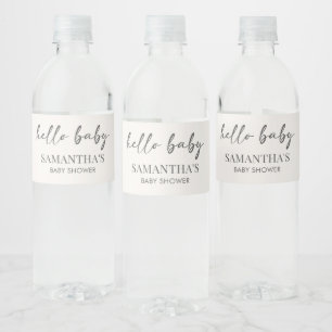 Minimalist Hello Baby Babyparty Wasserflaschenetikett