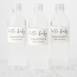 Minimalist Hello Baby Babyparty Wasserflaschenetikett