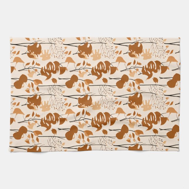 Minimalist Herbst-Botanik-Blätter  Geschirrtuch (Horizontal)