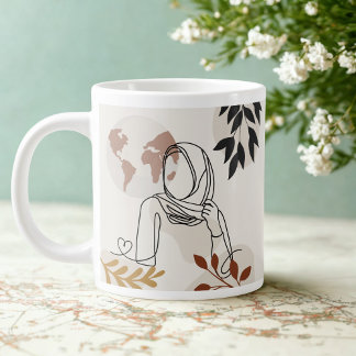 Minimalist Hijabi Linienkunst Tasse | Terrakotta &