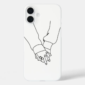 Minimalist Holding Hands Line Art iPhone-Hülle - R iPhone 16 Plus Hülle