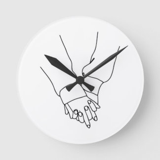 Minimalist Holding Hands Line Art Wall Clock - Mod Runde Wanduhr