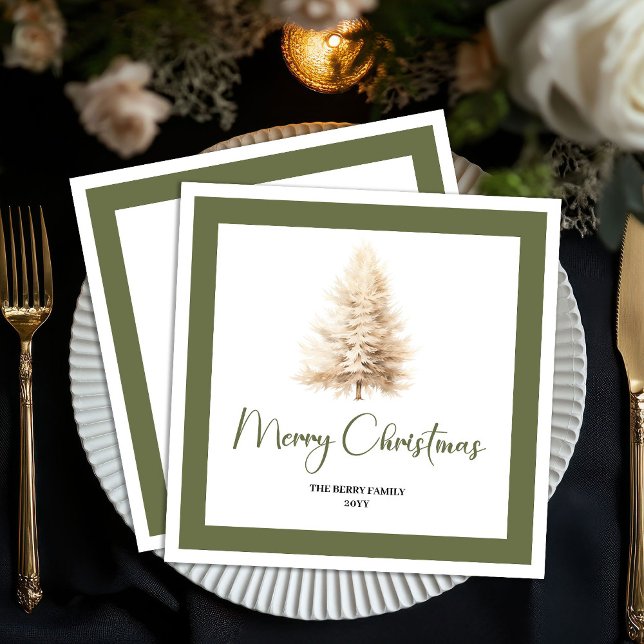 Minimalist Holiday Christmas Tree Custom Napkins Serviette (Minimalist Holiday Christmas Tree Custom Napkins)