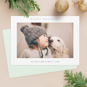 Minimalist Holiday Photo Card Soft Pastel Green Feiertagskarte