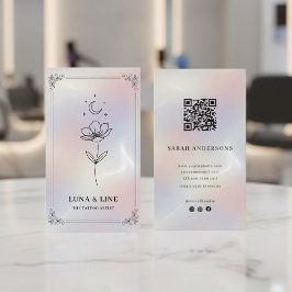 Minimalist Holographic Floral QR Code  Visitenkarte