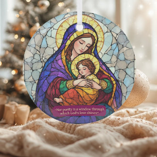 Minimalist Holy Mother & Child Vintage Minimalist  Ornament Aus Glas