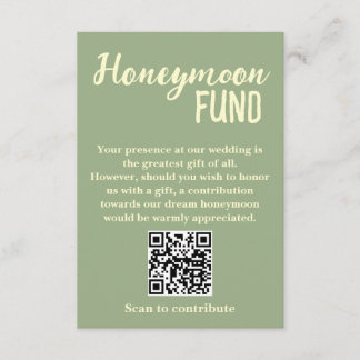 Minimalist Honeymoon Fund QR Code Wedding Begleitkarte