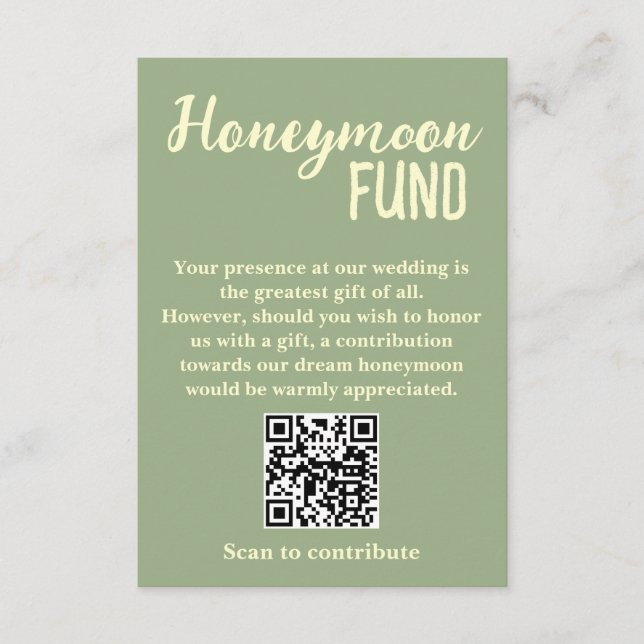 Minimalist Honeymoon Fund QR Code Wedding Begleitkarte (Vorderseite)