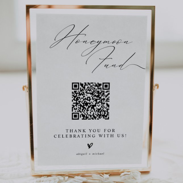 Minimalist Honeymoon Fund Sign with QR Code Poster (Von Creator hochgeladen)