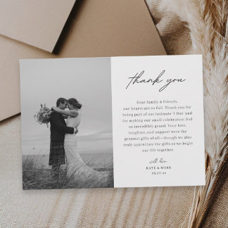 Minimalist Horizontal Photo Wedding Thank You Dankeskarte