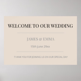 Minimalist Horizontal Wedding Soft Latte Poster