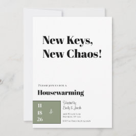 Minimalist Housewarming Invitation Olive Green Feiertagskarte