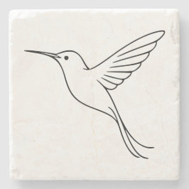 Minimalist Hummingbird Line Art in Flight Steinuntersetzer