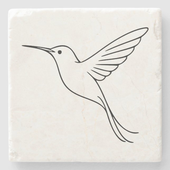 Minimalist Hummingbird Line Art in Flight Steinuntersetzer (Vorderseite)