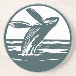 Minimalist Humpback Whale Breaching Ocean  Getränkeuntersetzer
