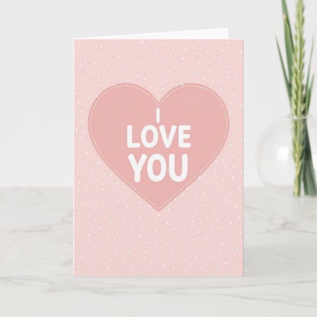 Minimalist I Love You Glitter Dot Card Karte (Vorderseite)