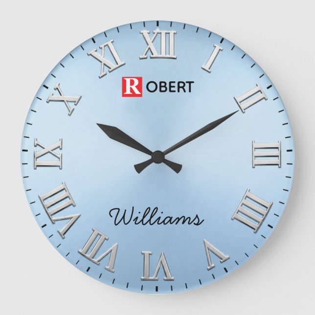  Minimalist Ice Blue Große Wanduhr (Vorderseite)