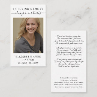 Minimalist In Loving Memory Photo Keepsake Card Visitenkarte