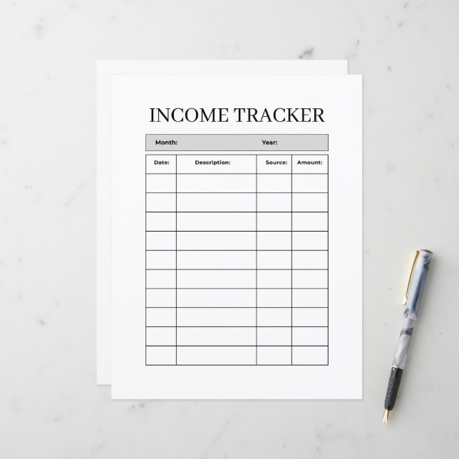 Minimalist Income Tracker FLYER (Vorderseite/Rückseite Beispiel)