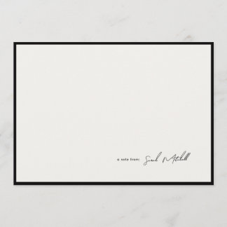 Minimalist Ink Black Border Personalized Script Mitteilungskarte