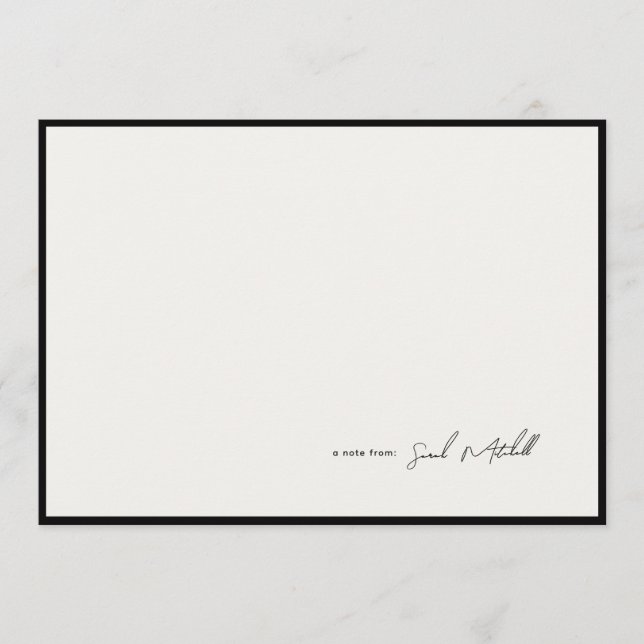 Minimalist Ink Black Border Personalized Script Mitteilungskarte (Vorderseite)