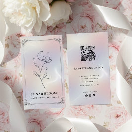 Minimalist Iridescent Business Card with QR Code  Visitenkarte