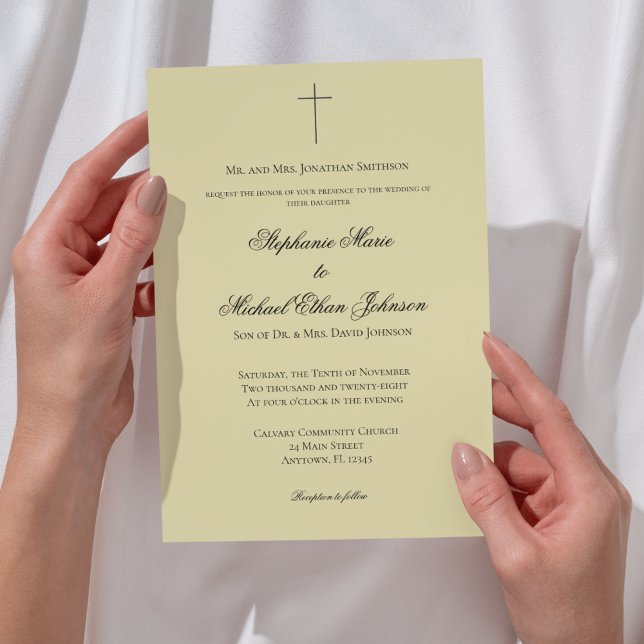 MINIMALIST Island Citrus Cross Formal Wedding Einladung (MINIMALIST Island Citrus Cross Formal Wedding Invitation)