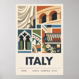 Minimalist Italy Travel with Architectural Geometr Poster