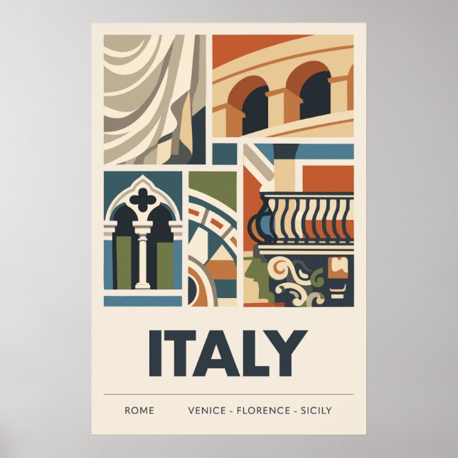 Minimalist Italy Travel with Architectural Geometr Poster (Vorne)