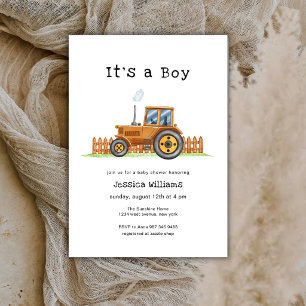 Minimalist It's A Boy Bilderrahmen Traktor Baby Sh Einladung
