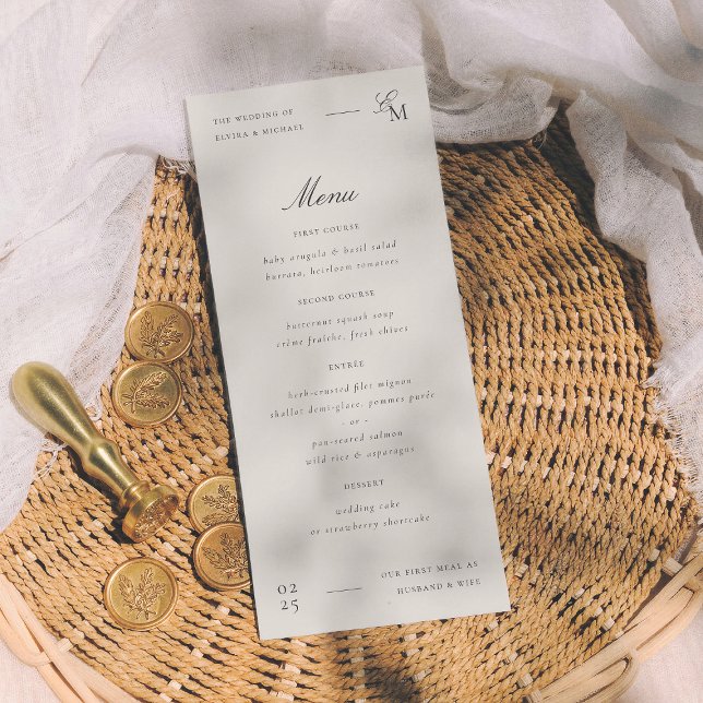 Minimalist Ivory Editorial Wedding Menükarte (Von Creator hochgeladen)