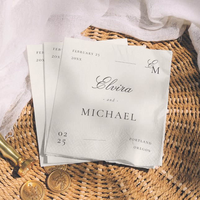 Minimalist Ivory Editorial Wedding Serviette (Von Creator hochgeladen)