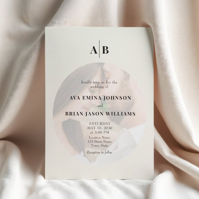 Minimalist Ivory Photo Editorial Wedding Einladung (Von Creator hochgeladen)