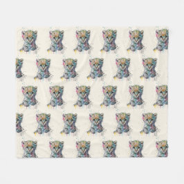 Minimalist Ivory Watercolor Leopard Pattern Fleecedecke