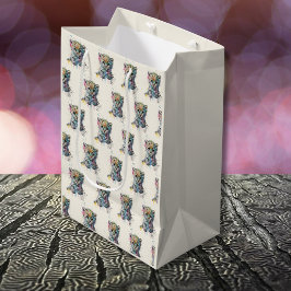 Minimalist Ivory Watercolor Leopard Pattern Mittlere Geschenktüte