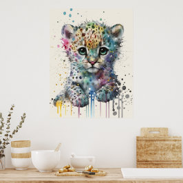 Minimalist Ivory Watercolor Leopard Pattern Poster