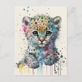 Minimalist Ivory Watercolor Leopard Pattern Postkarte