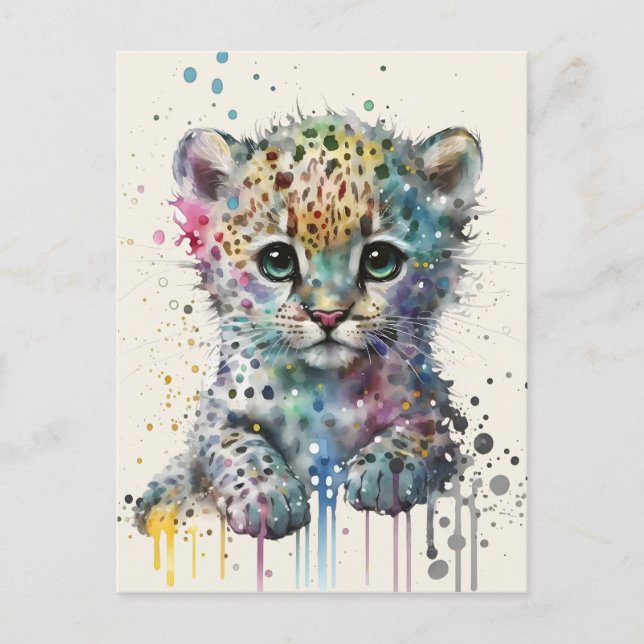 Minimalist Ivory Watercolor Leopard Pattern Postkarte (Vorderseite)