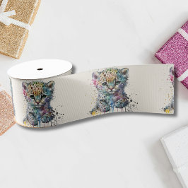 Minimalist Ivory Watercolor Leopard Pattern Ripsband