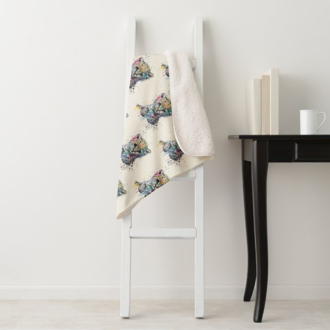 Minimalist Ivory Watercolor Leopard Pattern Sherpadecke (Beispiel)