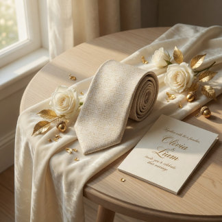 Minimalist Ivory Woven Texture Geometric Linen Krawatte