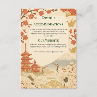Minimalist Japanese Cherry Blossom Details Card Begleitkarte