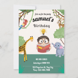 Minimalist Jungle Safari Birthday Invite Einladung