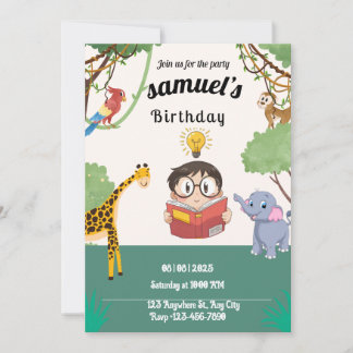 Minimalist Jungle Safari Birthday Invite Einladung