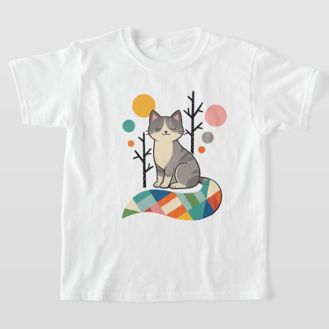 Minimalist Katzen Design T-Shirt (Ablage )