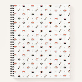 Minimalist Kawaii Sushi Pattern Cute Japanese Food Notizbuch