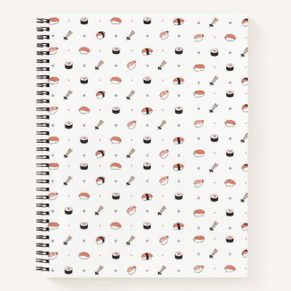 Minimalist Kawaii Sushi Pattern Cute Japanese Food Notizbuch