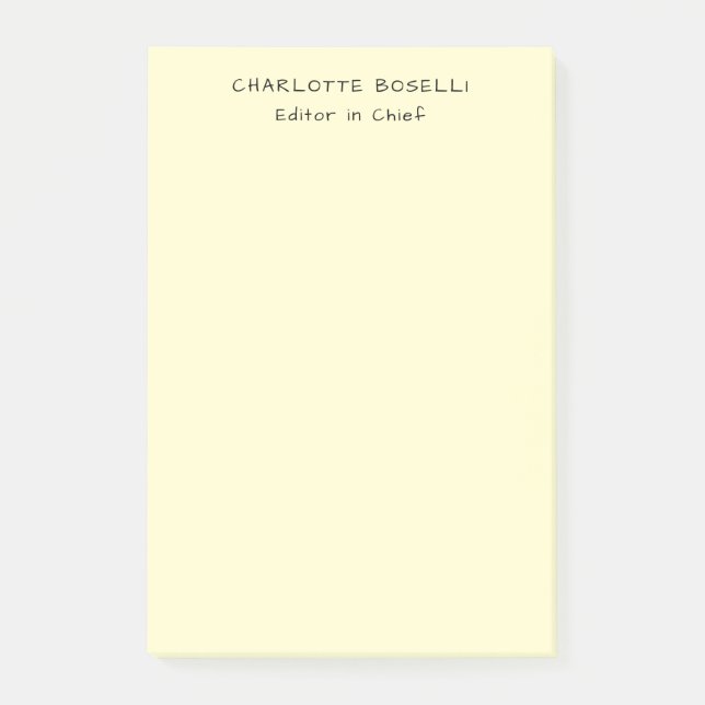 Minimalist Klassisch Professionell Creme Post-it Klebezettel (Vorderseite)