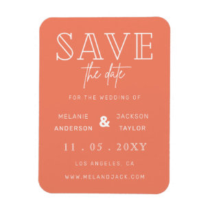Minimalist Korallen Handgeschrieben Save the Date Magnet